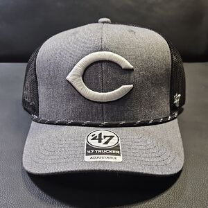 47 Cincinatti Reds Black and Gray Snapback Trucker Hat